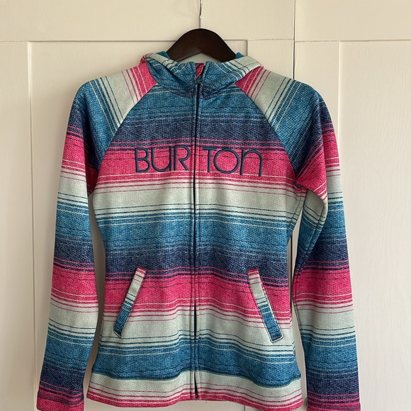 Burton Columbo Spellout full zip pink teal hoodie jacket fleece interior small - Picture 2 of 7
